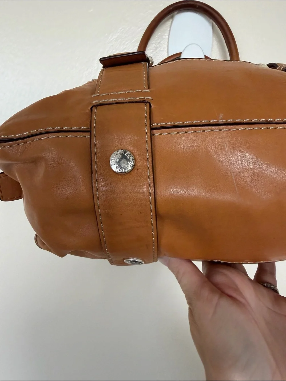 MICHAEL KORS Brookville Update Cognac Camel Brown Leather Medium Shoulder Bag